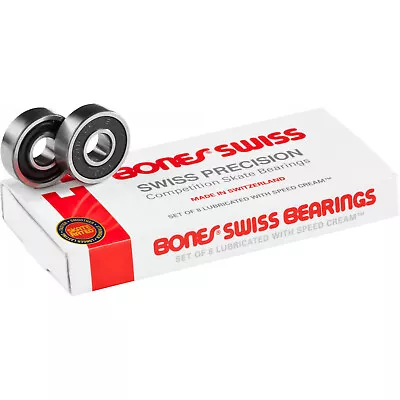 BONES SWISS Skateboard Bearings 8-Pack 8mm Precision Competition Size 608 (Std) • $49.95