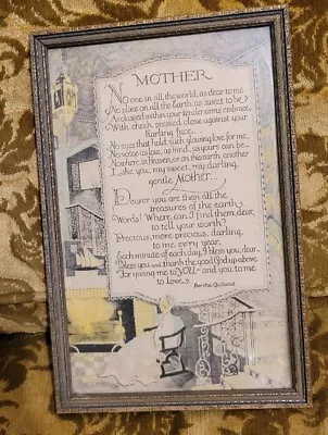 Vtg 1926 Framed Buzza Type Motto Poem Art Deco Mother Verse P.F. Volland • $36