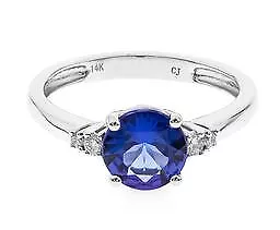 Gin And Grace Abby 18K White Gold Genuine Tanzanian Tanzanite Ring 0.10tcw Round • £2122.41