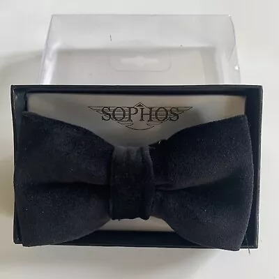 SOPHOS Mens Black Velvet Bow Tie - Plain - BNIB • £15