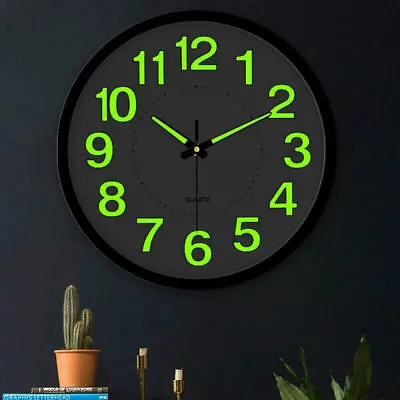 $20.98 • Buy 12'' Luminous Quartz Wall Clock Home Decor Night Glow In The Dark Silent Clock