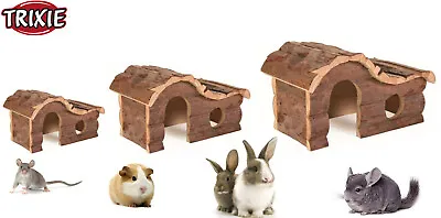Trixie Hanna Natural Wooden Rat Chinchilla Guinea Pig Rabbit House Hide 3 Sizes • £18.99