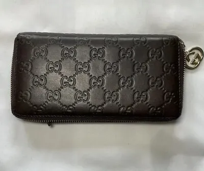 Gucci Guccissima Brown Leather Zip Around Wallet VGUC *US Seller* • $200