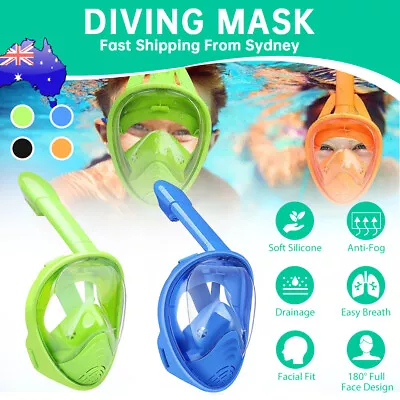 Full Face Diving Seaview Scuba Snorkel Snorkeling Mask Swimming Goggles GoPro AU • $15.99