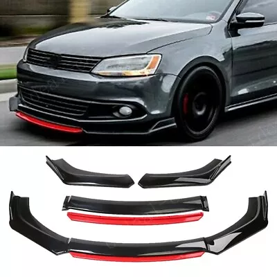 $49.99 • Buy Gloss Black+Red Front Bumper Lip Spoiler Splitters Body Kit For VW Golf MK4 MK5