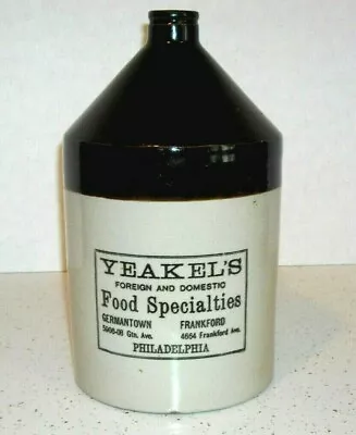 GERMANTOWN FRANKFORD PHILADELPHIA PA YEAKEL Stoneware Advertising Jug - Sherwood • $245