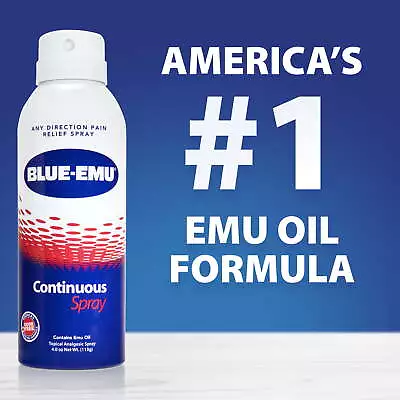 $27.36 • Buy Blue-Emu Continuous Back, Muscle & Joint Pain Relief Spray, Odor Free, 4 Oz