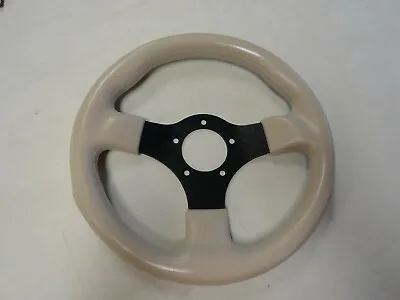 Beige Vinyl Steering Wheel 11-1/2  With Black Aluminum Center 5912 Marine Boat • $8.99