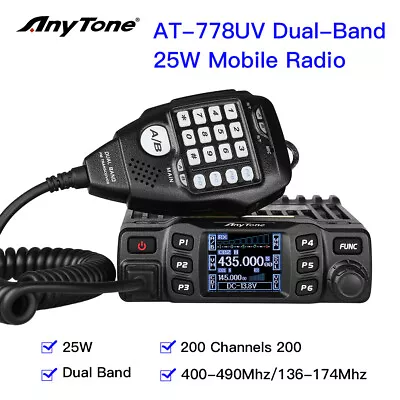 25W UHF/VHF Dual Band 200 Channels Car Vehicle Mobile Radio Transceiver Radio • $207.73