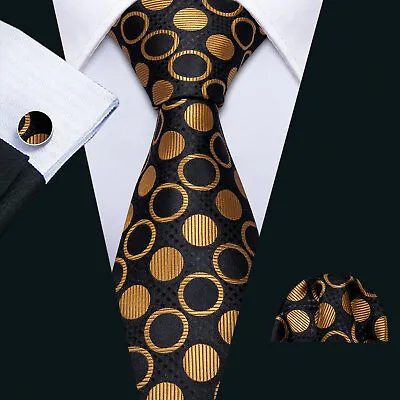 £10.99 • Buy Mens Tie Classic Silk Necktie Pocket Square Cufflinks Set Paisley Floral Wedding