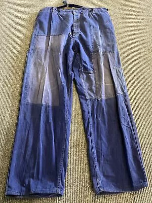 Zeus Elegant Jeans Mens Blue Patched Suspender Buttons Pockets 38x30 Heritage • $25