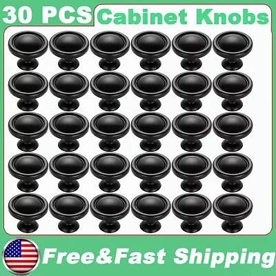 30 Pack Kitchen Cabinet Knobs Hardware  Drawer Cupboard Handle Pulls Black Round • $13.99