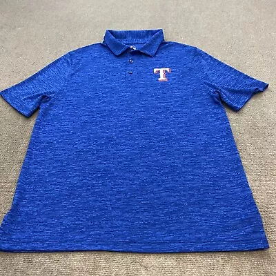 Texas Rangers Polo Shirt Mens Large Blue Majestic Cool Base MLB Baseball Logo • $19.95