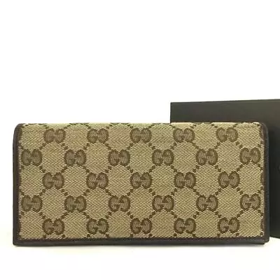 GUCCI GG Logo Canvas Leather Long Bifold Wallet/3X0480 • $66