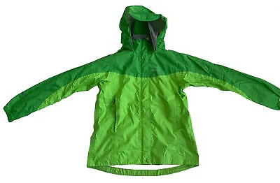 Marmot Precip BOYS Rain Jacket Windbreaker LARGE Green Full Zip PACKABLE Hooded • $30.14