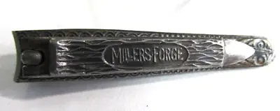 Vintage MILLERS FORGE Finger Nail Clippers With File Handle Embossed Steel • $13.56