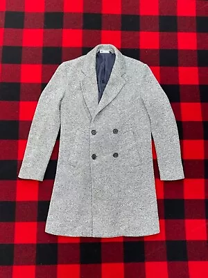 ZARA XS/S 34 36 Herringbone | Tweed  | Mackinaw Wool Long Breasted Coat • $149.99