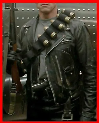 100% Genuine Black Cow Leather Brando Biker Motorcycle Terminator Style Jacket • $109.85
