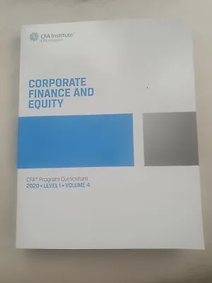 CFA Level 1 2020 Vol 4 Corporate Finance And Equity. New And Unused. • £17.50