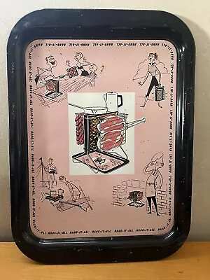 MCM/Retro Metal Barware Cocktail Serving Tray - BBQ Theme -Illustrated • $10