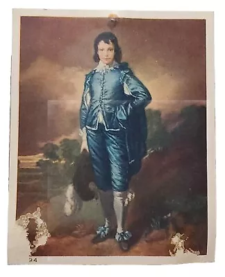 VTG Old Picture Colonial Print Blue Boy 3  X 3¾  Photograph Paper • $10