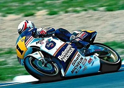 Eddie Lawson American Four Time GP Motorcycle World Champion Honda Poster • £10.99