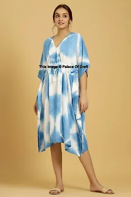 $42.89 • Buy Women Clothing Rayon Short Kaftan Beautiful Indian Tie Dye Printed Caftan Gown 