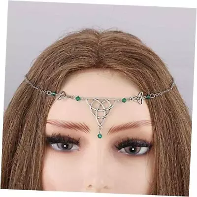 Bomine Boho Head Chain Crystal Hair Chain Forehead Festival Wedding Irish Green • $13.21