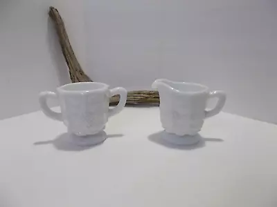 Vintage Creamer And Sugar Bowl Paneled Grape Pattern Milk Glass Westmoreland • $12.99