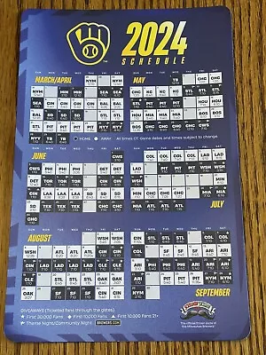 Milwaukee Brewers 2024 Shedule Magnet Opening Day Version  • $2.50