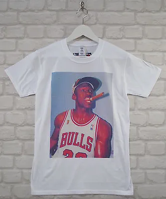 Uptown Classics Michael Jordan Cigar Basketball White Crew Neck Tee T-shirt • £14.99