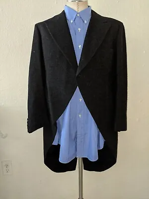 RARE 1940s 42S Hickey Freeman Tailcoat Victorian Gray Tweed Jacket Frock Coat  • $719.95