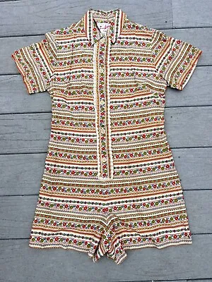 Vintage 1970s Jeune Leique Romper Play Suit Covered In Flowers Hippy Girly XS/S • $150