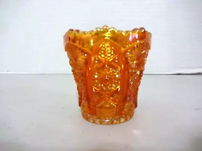 Vintage Imperial Marigold Carnival Glass Toothpick Holder Hobstar & Arches • $15