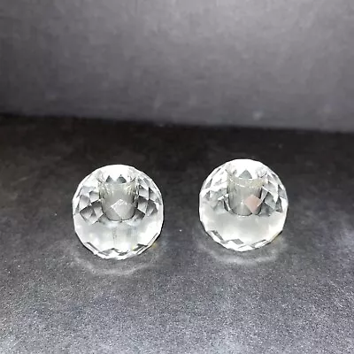 Faceted Crystal Ball Shaped Mini Taper Candle Holders 1 Inch - Set Of 2 • $11.99