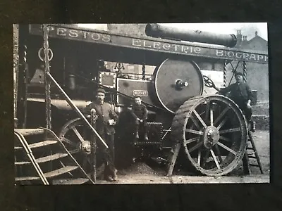 FAIRGROUND SCENE LEICESTERSHIRE 1907 POSTCARD REPRINT OF McLAREN ENGINE ‘MAGNET’ • £1.95