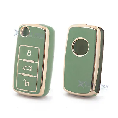 Green TPU Full Cover Flip Remote Key Fob Holder For VW Golf Santana Eos Beetle • $15.99