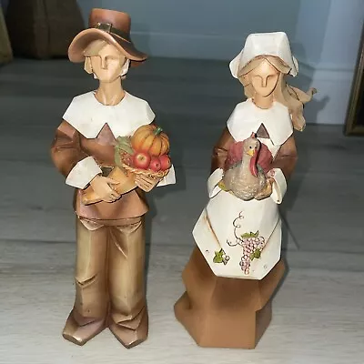 Pacific Rim Pilgrim Man And Woman Figurines Statues Thanksgiving Resin Cubist • $36.97