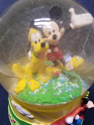 Disney Mickey Mouse And Pluto Musical Collectible Snow Globe - 6 Inches Tall • $19.99