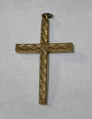 Vintage Small 1 1/4   Pretty Gold? Colored Cross / Crucifix / Pendant Italy L@@K • $2.99