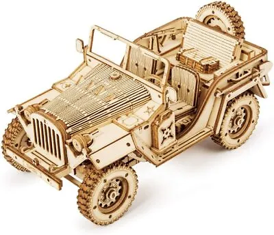 ARMY JEEP Military MA MB CJ 2/3/5/7 Willys Wood Model Kit ROKR 3D Puzzle Toy DIY • $17.95