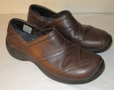 Merrell Encore Eclipse Shoes Womens 9 Brown Leather Slip On Clogs Comfort Mocs • $30