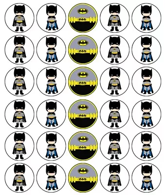 BATMAN OR BATGIRL JUNIOR Cupcake Toppers Edible Wafer Cake Decorations 30 #01 • $8.98