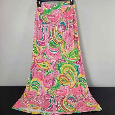 Lilly Pulitzer Marnie Skirt All Nighter Pink Long Flamingo Print Pull On Size XS • $35