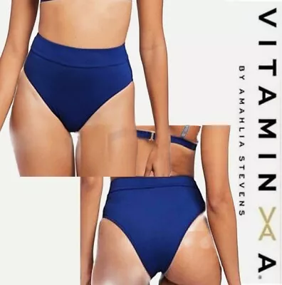 NWT Vitamin A 8/M Ibiza Sapphire High Waist Bikini Bottom • $19.90