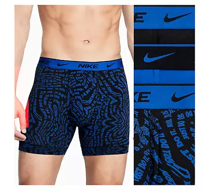 Nike 3-Pack Dri-FIT Essential Cotton Stretch Boxer Briefs BLACK BLUE Medium • $29.99