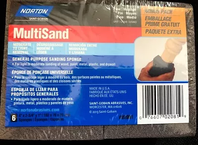 Norton 02081 6 Count Fine & Medium Grit Multi Purpose Sanding Blocks • $3.99