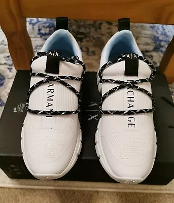£75 • Buy New Women's ARMANI EXCHANGE AX White Knit Trainers Sneakers Shoes Size 7 40