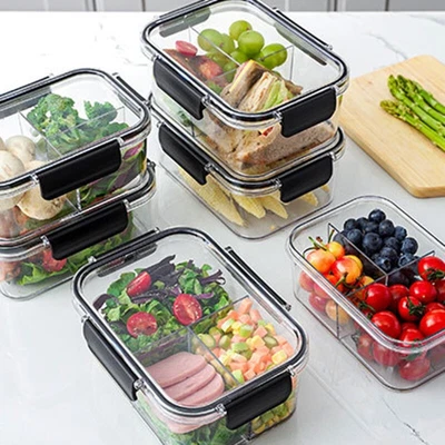$9.99 • Buy NEW Bento Lunch Box For Kids/Adults 1100ml, 3 Compartment, Clear, Leakproof.