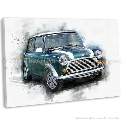 Mini Cooper Canvas Wall Art Print Classic Car Painting Framed Picture • £23.99